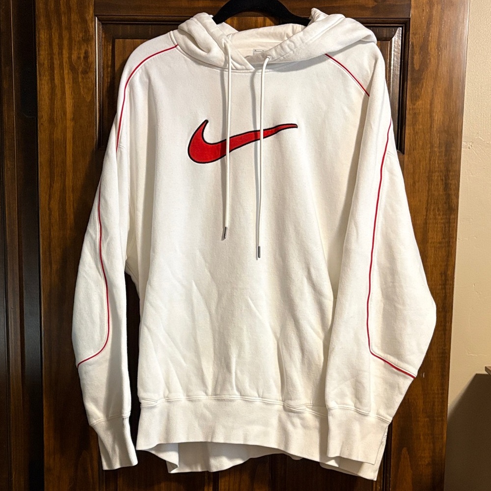 Nike White Hoodie with Red Swoosh